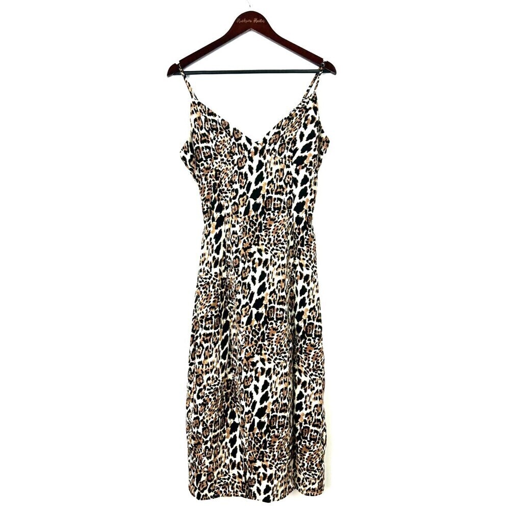 Honey Punch‎ Womens Leopard Print Midi Dress Lightweight Lined Size L 1082U4 - Picture 4 of 12